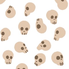 Seamless pattern with brown skulls