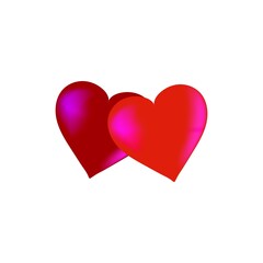 3D two red heart on white card