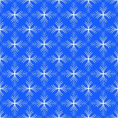 Diagohal white snowflake on blue seamless pattern
