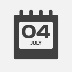 Icon day date 4 July, template calendar page