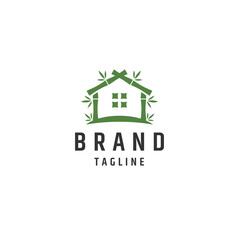 Bamboo home logo icon design template flat vector
