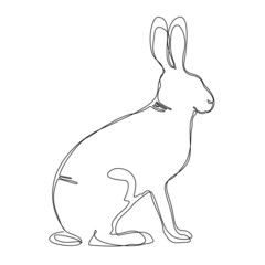 Rabbit one line drawing, vector illustration.