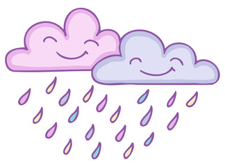 Cute colorful smiling clouds icon.Cartoon style vector illustration of smiling clouds isolated on white background..Suitable for nursery and post card design and svg for cricut