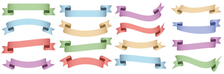 vector design element - different colored vintage ribbon banner labels on white background