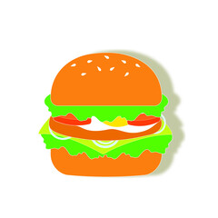 vector illustration of tasty burger isolated on white