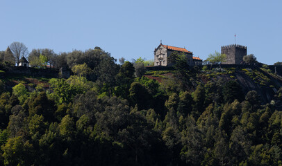 Fototapeta na wymiar The Lanhoso Castle in a beautiful sunny day, Povoa de Lanhoso, Braga, Portugal.