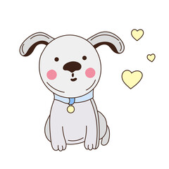 Cute puppy character vector illustration.