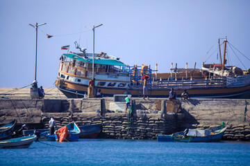 Berbera, Somaliland - November 10, 2019: Old, Rusted  and Colorful Fishing Boats and Ships in the...