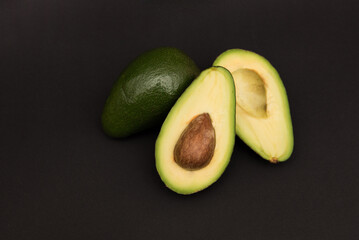 Avocado on a black background