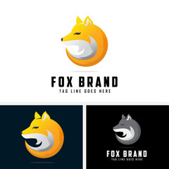 animal fox logo design illustration, creative modern fox logo vector template icon mascot