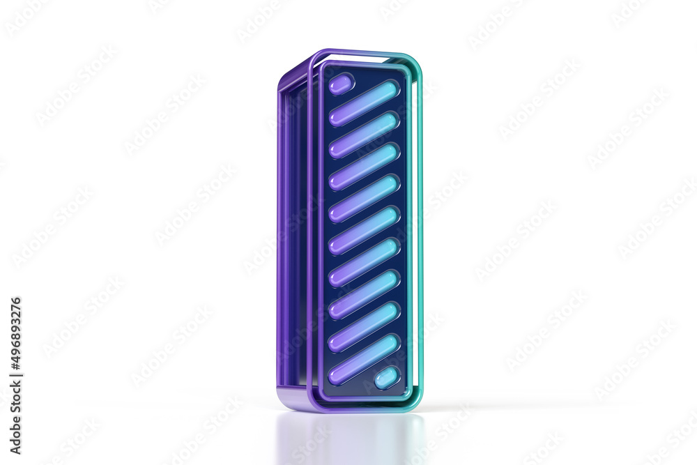 Poster luminous eye catching 3d font. letter i in violet to teal gradient isolated on white background. hig