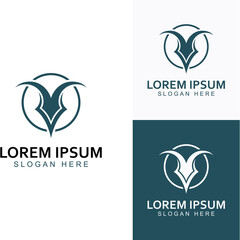 Bull's head horn logo. Using a vector illustration template design concept.