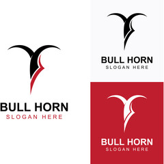 Bull's head horn logo. Using a vector illustration template design concept.