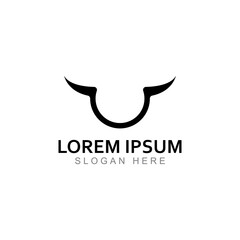 Bull's head horn logo. Using a vector illustration template design concept.