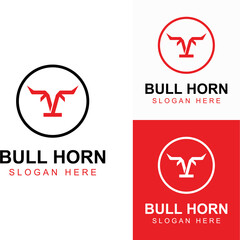 Bull's head horn logo. Using a vector illustration template design concept.