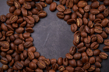 coffee beans on the wooden background