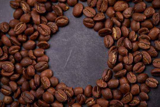 coffee beans on the wooden background