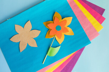 Handmade flowers from multi-colored paper for mother's day, women's day on March 8, birthday....