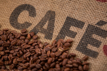 coffee beans on the vintage background