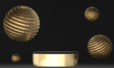 black stage podium decoration suitable for products.3D rendering