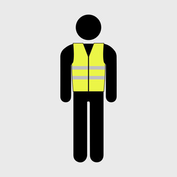 Stick figure with yellow safety vest