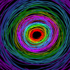 Abstract rainbow background from lines. Pencil circle Handmade. Vector illustration