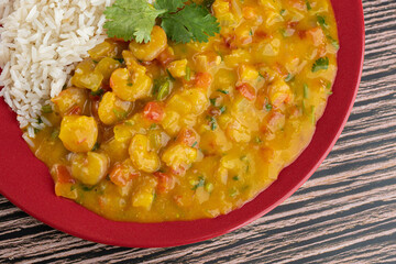 Meal - shrimp bobó with white rice