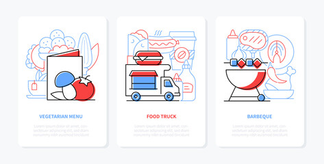 Food and menu - line design style banners set