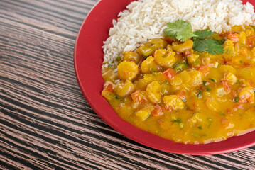 Meal - shrimp bobó with white rice