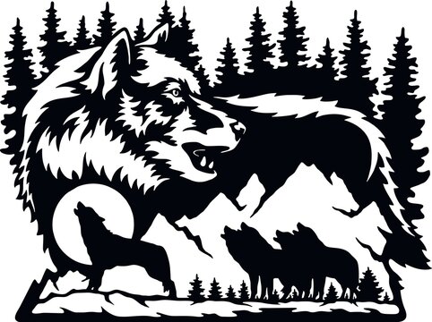 pack of wolves drawing