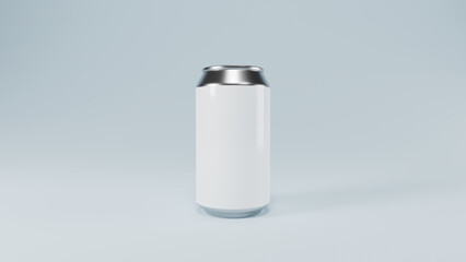 3D Aluminum cans with blank white label to decorate and edit. The product for a refreshing beverage or beer or soft drink isolated on a white background.