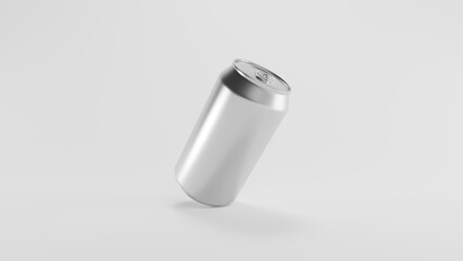 3D Aluminum can with blank label to decorate and edit. The product for a refreshing beverage or beer or soft drink isolated on a white background.