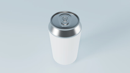 3D Aluminum cans with blank white label to decorate and edit. The product for a refreshing beverage or beer or soft drink isolated on a white background.