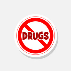 No pills or stop drugs sticker icon