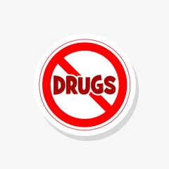 No pills or stop drugs sticker icon