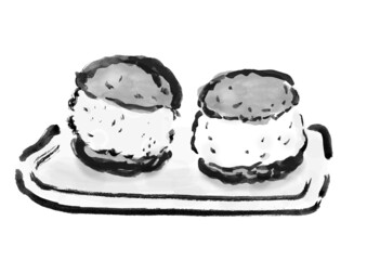 マリトッツォの手描きイラスト　モノクロ