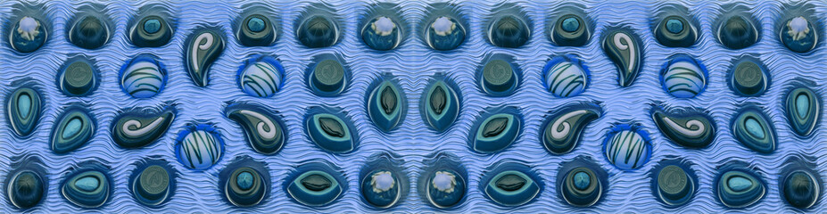 chocolate candies in the blue box, top view