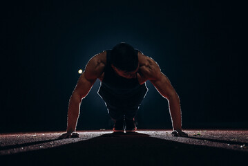 ukrainian jock powerlifter sportsman street playground runner  push ups