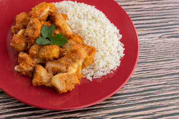 Meal - Chicken breast with pieces of mozzarella cheese and white rice