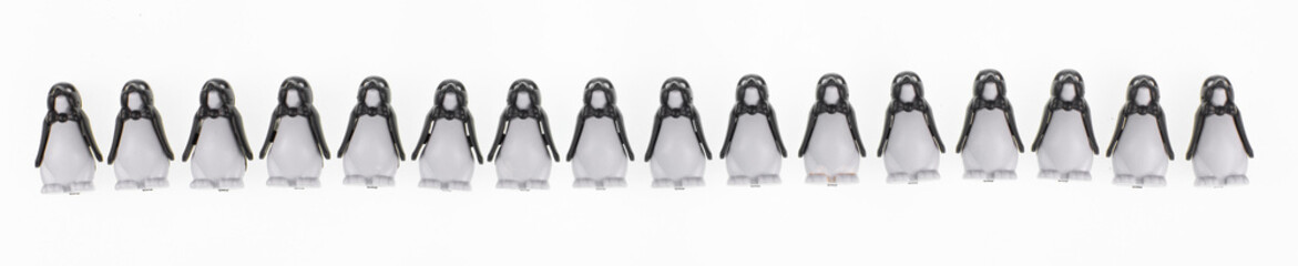 toy penguins isolated on white background