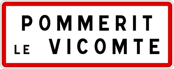 Panneau entrée ville agglomération Pommerit-le-Vicomte / Town entrance sign Pommerit-le-Vicomte