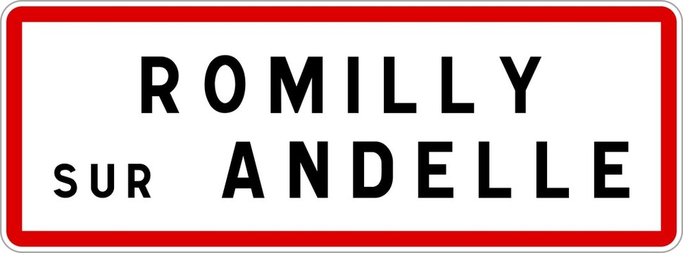 Panneau entrée ville agglomération Romilly-sur-Andelle / Town entrance sign Romilly-sur-Andelle