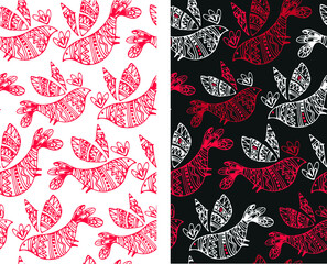 Naklejka premium Cute hand drawn floral pattern. Flower and leaf background. Spring summer pattern.