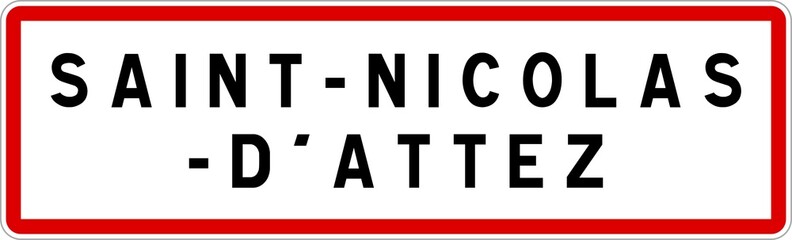 Panneau entrée ville agglomération Saint-Nicolas-d'Attez / Town entrance sign Saint-Nicolas-d'Attez