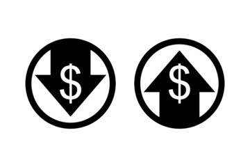 Us dollar down icon set