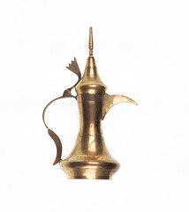golden arabic teapot isolated on white background