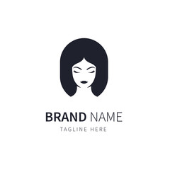 woman logo illustration with beauty hair