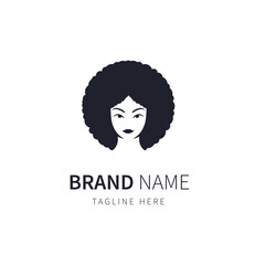 woman logo illustration with afro hair