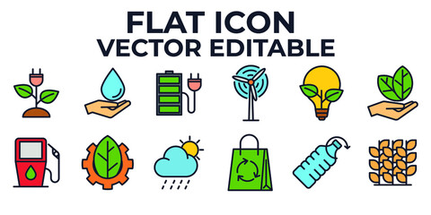 ecology set icon symbol template for graphic and web design collection logo vector illustration