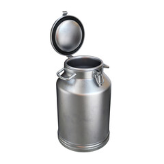 Milk can open silver on white background, 3d render